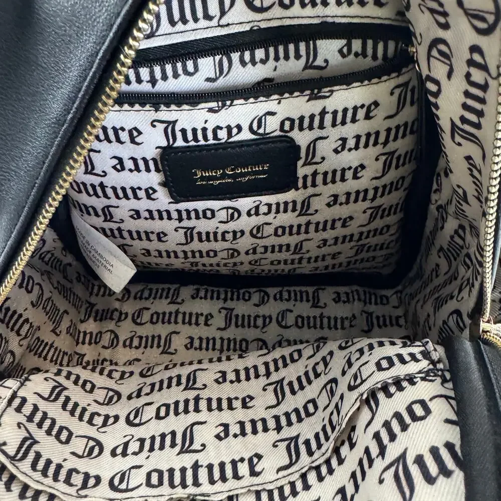 Juicy Couture Black Rhinestone Dazzle Backpack Bling Sparkle - Picture 6 of 8